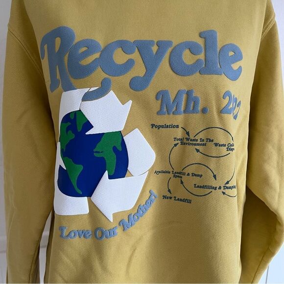 Madhappy Earth Day Recycle Crew Neck Sweatshirt in Yellow Medium Unisex EUC - Picture 3 of 6